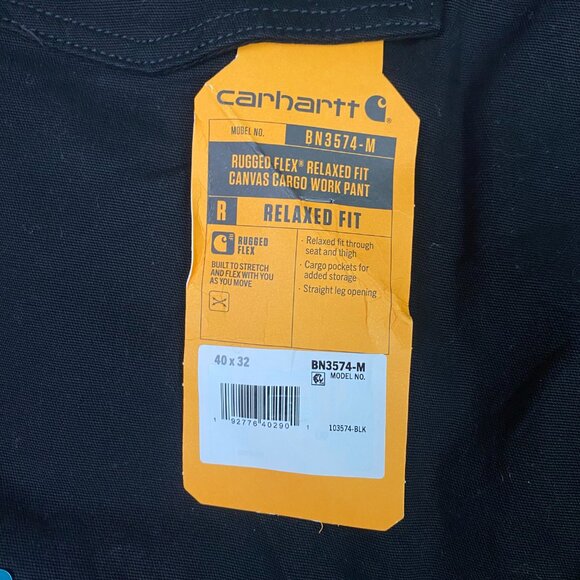 Carhartt Rugged Flex Relaxed Fit Canvas Cargo Work Pants Men's 40 x 32 Black - Picture 6 of 15